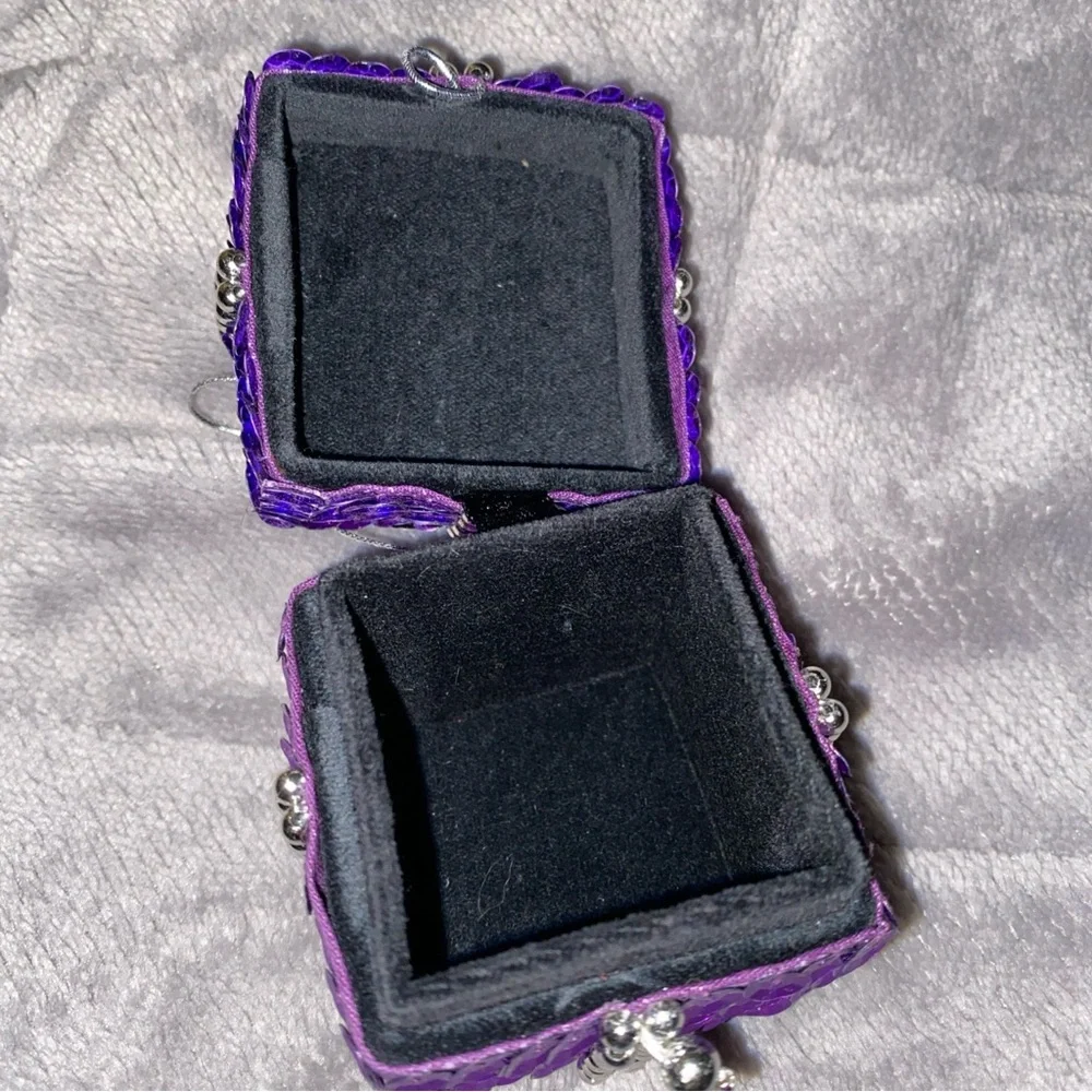 Purple Sequin‎ Jewelry Ring  Box / Christmas ornament